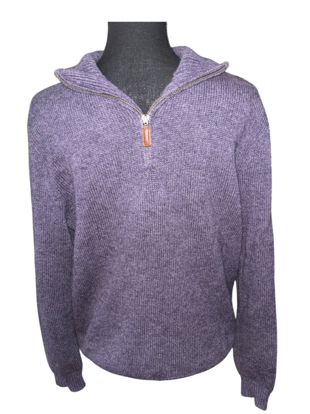 Polo Ralph Lauren 100% Lambs Wool 1/4 Zip Sweater Mens M purple Italian